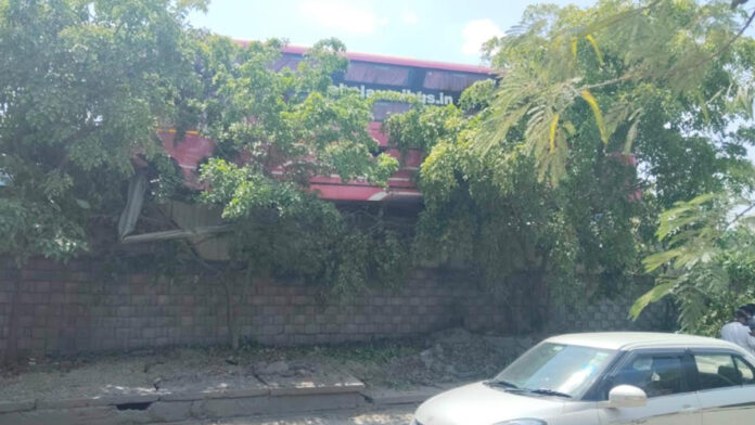 Sleeper Bus Dangling from Culvert: Major Disaster Averted by a Tree