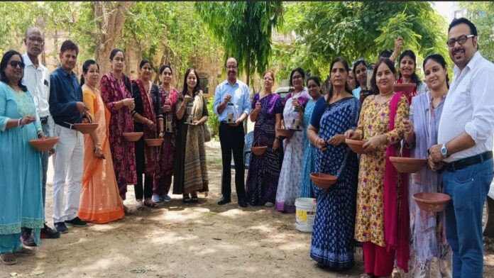 A Message of Compassion in Goner: Water Pots and Feeders Installed for Birds; Pledge Taken for Environmental Conservation.