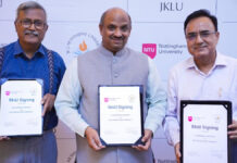 जेकेएलयू ने किया नॉटिंघम ट्रेंट यूनिवर्सिटी के साथ एमओयू JKLU Signs MoU with Nottingham Trent University