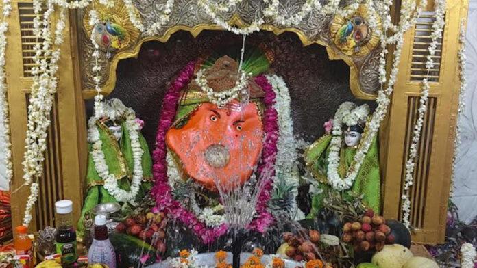 A 'Jal Vihar' tableau was set up at the Parkota Ganesh Temple on Padmini Ekadashi. A 'Jal Vihar' tableau was set up at the Parkota Ganesh Temple on Padmini Ekadashi.
