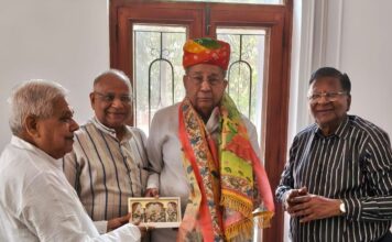 मारवाड़ी सम्मेलन के प्रतिनिधिमंडल ने राज्यसभा सांसद घनश्याम तिवाड़ी से की मुलाकात
