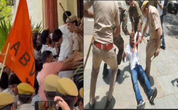 छात्रसंघ चुनाव बहाली की मांग पर राजस्थान यूनिवर्सिटी में एबीवीपी ने किया हंगामा ABVP Creates Uproar at Rajasthan University Demanding Restoration of Student Union Elections