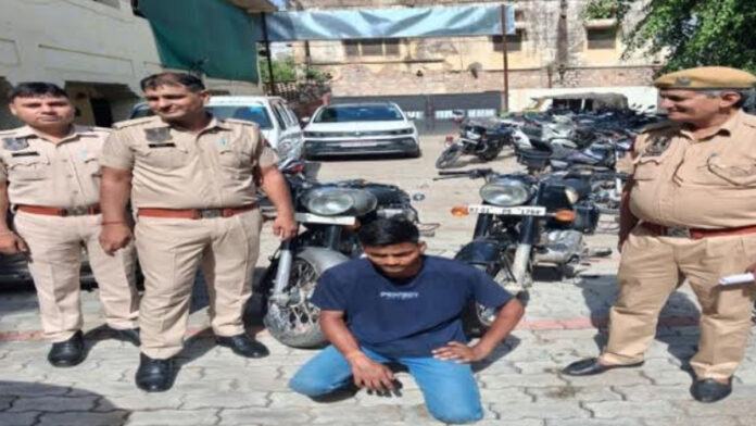 Cunning thief arrested for stealing a Bullet motorcycle from the railway hospital parking lot.