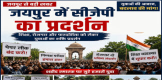 जयपुर में गूंजी युवाओं की आवाज, सीजेपी ने उठाए शिक्षा और रोजगार के मुद्दे CJP's protest in Jaipur