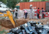 94 मामलों में जब्त 800 से अधिक कार्टन अवैध शराब नष्ट Over 800 cartons of illicit liquor seized in 94 cases destroyed.