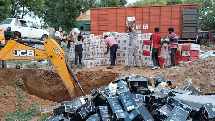 Over 800 cartons of illicit liquor seized in 94 cases destroyed. Over 800 cartons of illicit liquor seized in 94 cases destroyed.
