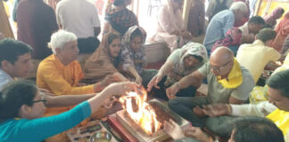गोविंद देवजी मंदिर में पहली बार हुआ विद्यारंभ संस्कार, 300 श्रद्धालुओं ने दी यज्ञ में आहुति