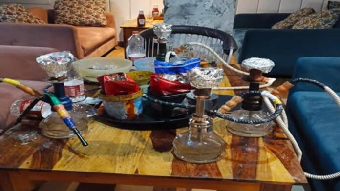 Police raided an illegal hookah bar.
