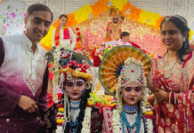 श्रीकृष्ण-रुक्मणि विवाह उत्सव के साथ भाव-विभोर हुए श्रद्धालु Devotees filled with emotion during the Shri Krishna-Rukmini wedding celebration.