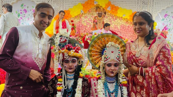 Devotees filled with emotion during the Shri Krishna-Rukmini wedding celebration.