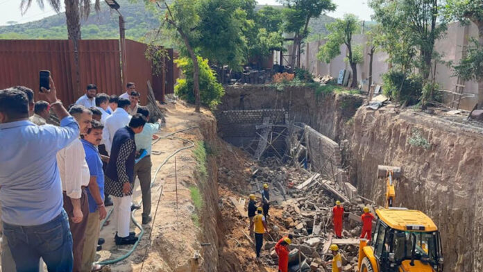 Jaipur resort accident: Under-construction sewage wall collapses.