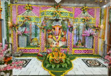 श्री नहर के गणेशजी मंदिर में सजा भव्य फूल बंगला: भजन संध्या में बही भक्ति की सरिता
