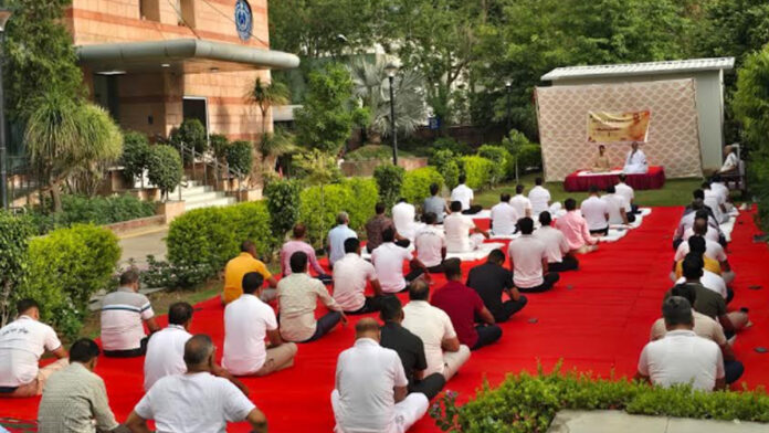 Mass yoga session organized at the ACB Rajasthan headquarters on International Yoga Day. Mass yoga session organized at the ACB Rajasthan headquarters on International Yoga Day.