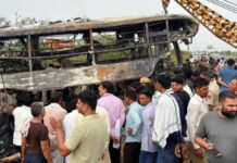 दिल्ली-मुंबई एक्सप्रेसवे पर भीषण बस अग्निकांड में आठ लोगों की मौत