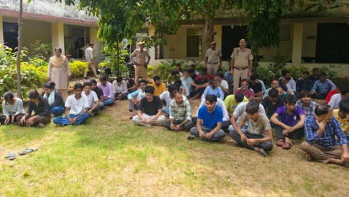 94 suspects, including 3 young women, taken into custody.