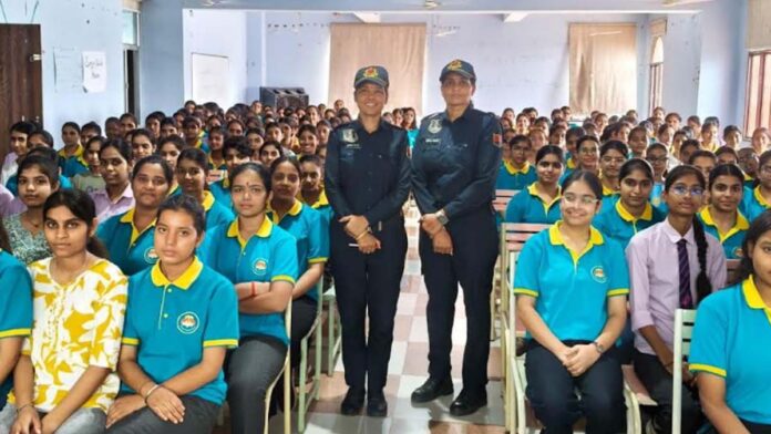 Police imparted cyber security and self-defense tips to 450 girl students.