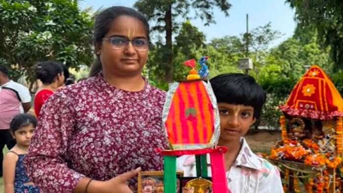 A confluence of children's creativity and devotion at the Bal Rath Yatra. A confluence of children's creativity and devotion at the Bal Rath Yatra.