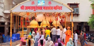 अमरापुरेश्वर महादेव का हुआ भव्य रुद्राभिषेक Grand Rudrabhishek of Amrapureshwar Mahadev performed.