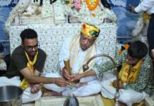 देवस्थान मंत्री जोराराम कुमावत ने किया रुद्राभिषेक