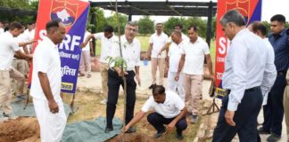 एसडीआरएफ बटालियन मुख्यालय में सघन पौधारोपण अभियान शुरू Intensive tree plantation drive launched at SDRF battalion headquarters.