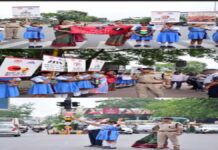 रामबाग चौराहे पर छात्राओं ने संभाली ट्रैफिक की कमान Female students took charge of traffic at Rambagh Crossing.