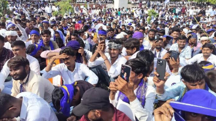 Chandrashekhar Azad's protest at the Martyrs' Memorial in Jaipur. Chandrashekhar Azad's protest at the Martyrs' Memorial in Jaipur.