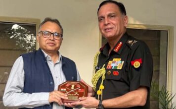 थल सेना अध्यक्ष जनरल धीरज सेठ से मिले डीजीपी राजीव कुमार शर्मा