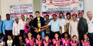 जयपुर की सब-जूनियर बालिका टीम उपविजेता Jaipur's sub-junior girls' team finishes as runners-up.