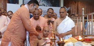 गुप्त वृंदावन धाम में सीएम ने किया राधा-श्याम सुंदर विग्रह के लिए शिला पूजन