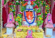 गणेश चतुर्थी पर सजा बंगाली बाबा का दरबार: लड्डुओं की भव्य झांकी रही खास आकर्षण