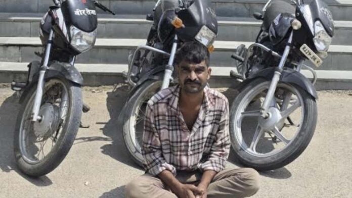 Cunning vehicle thief arrested with three stolen bikes. Cunning vehicle thief arrested with three stolen bikes.