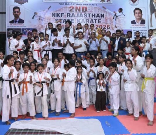 एनकेएफ राजस्थान कराटे चैंपियनशिप में खिलाड़ियों ने काटा और कुमिते में दिखाया दमखम