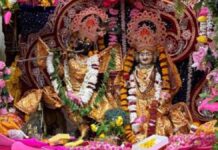श्री राधा दामोदर मंदिर में सजी मनमोहक श्रृंगार झांकी