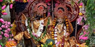 श्री राधा दामोदर मंदिर में सजी मनमोहक श्रृंगार झांकी