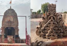 तेज आंधी में नकटी माता मंदिर का अग्रभाग गिरा Front section of Nakti Mata Temple collapses in strong winds.