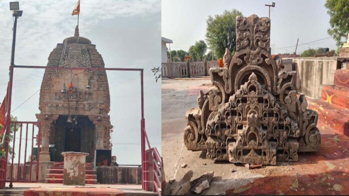 Front section of Nakti Mata Temple collapses in strong winds. Front section of Nakti Mata Temple collapses in strong winds.
