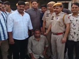 खाटूश्यामजी भागने से पहले पकड़ा गया करधनी हत्याकांड का इनामी आरोपी राहुल झा Rahul Jha, the accused in the Kardhani murder case who carries a reward on his head.