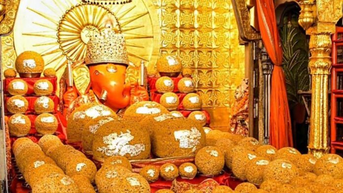 'Mahamodak' tableau adorned at Moti Doongri Ganesh Temple.