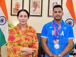 एशियन और कॉमनवेल्थ गेम्स के पदक विजेता यशवीर से मिलीं दीया कुमारी