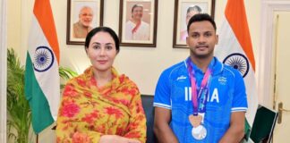 एशियन और कॉमनवेल्थ गेम्स के पदक विजेता यशवीर से मिलीं दीया कुमारी