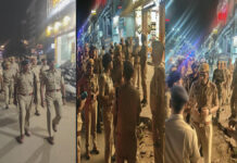 पंचायत चुनाव और नवरात्र को लेकर जयपुर दक्षिण पुलिस का फ्लैग मार्च