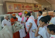 गौ अधिकार हुंकार रैली से पूर्व किया 33 कोटि देवी-देवताओं का पूजन Worship of the 33 crore gods and goddesses performed prior to the 'Gau Adhikar Hunkar Rally'.