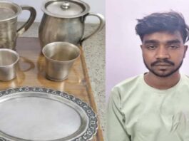 चार दिन पहले रखा नौकर निकला चोर: चांदी के बर्तन चुराकर भागने की फिराक में था