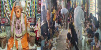 विजय वीर हनुमान मंदिर में कन्या पूजन कर कराया कन्या भोज