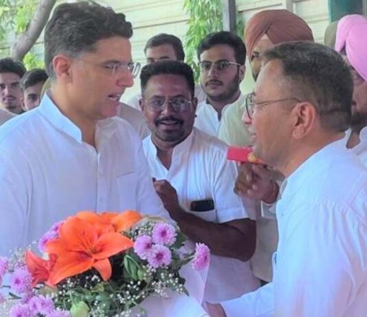 प्रदेश किसान कांग्रेस अध्यक्ष हरजिंद्र बराड़ ने सचिन पायलट से की भेंट