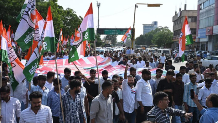 Youth Congress holds a foot march in Jaipur as part of the 'Save the Vote, Save the Nation' campaign Youth Congress holds a foot march in Jaipur as part of the 'Save the Vote, Save the Nation' campaign