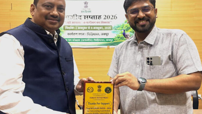 Manish Saxena honored for wildlife conservation. Manish Saxena honored for wildlife conservation.